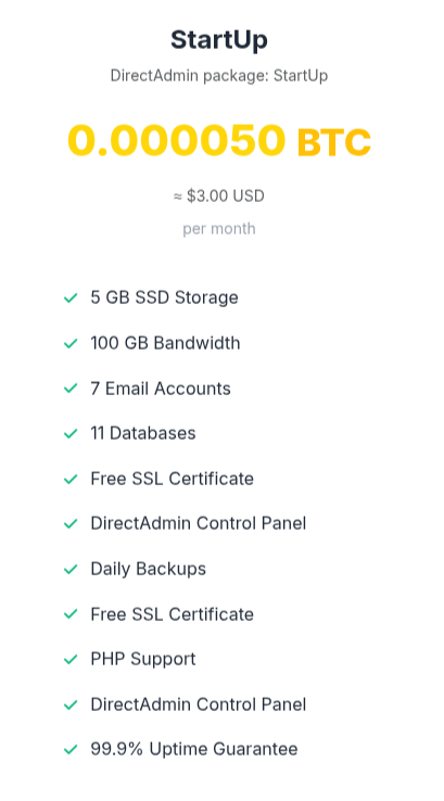DirectAdmin Hosting plan - per Month
